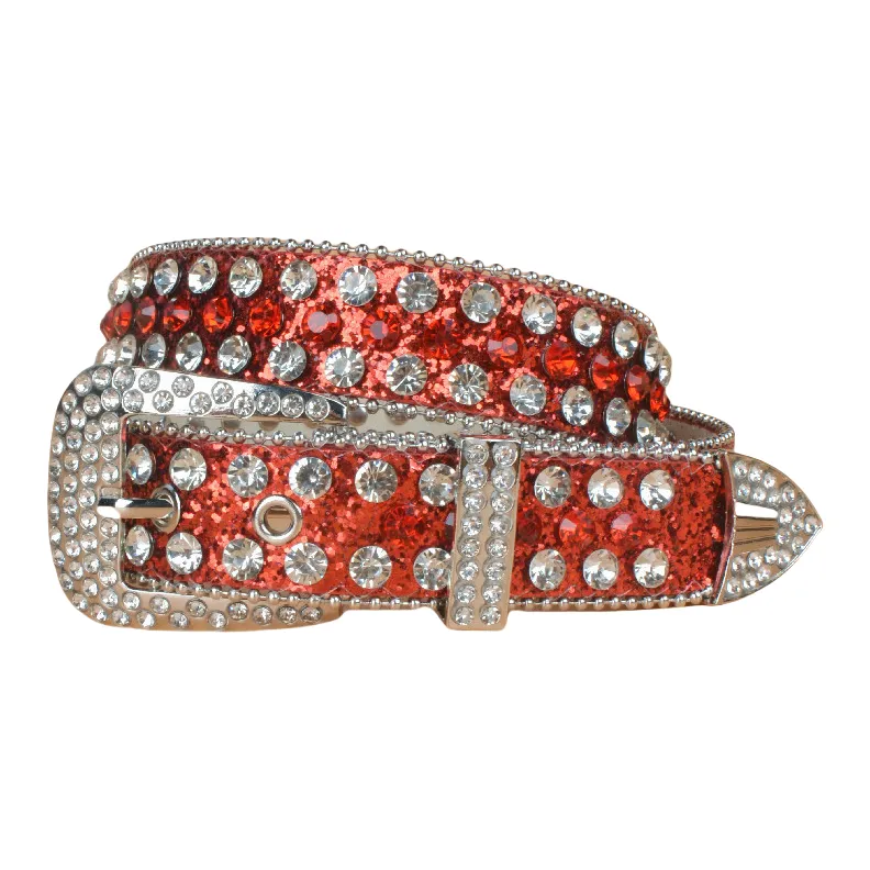 Emperor Penguin PU Rhinestone Leather Belts Women's 3.3CM-9