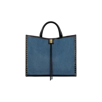 REBECCA MINKOFF Cotton Tote Bag Shopping Bag Handbag Women's Blue & Black