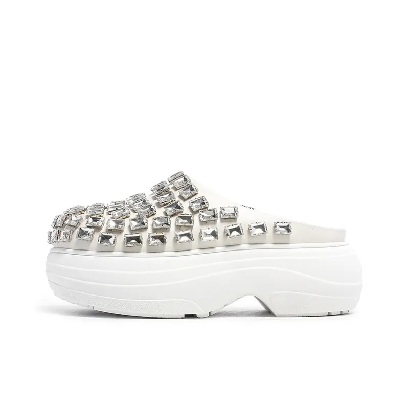 BLOCCO5 Rubber Sole Rhinestone Stud Abrasion Resistant Slip Resistant Wrap toe Slippers Women's-5