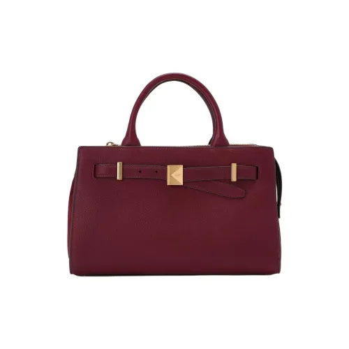 Kate Spade Cowhide With Pebbled Leather Shoulder Bag Crossbody Bag Handbag Medium Size Women's Cherry Color