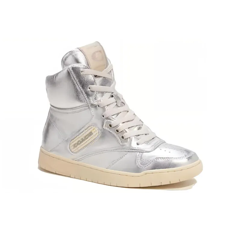 COACH C202 High-Top Skateboard Shoes Men's Silver-1