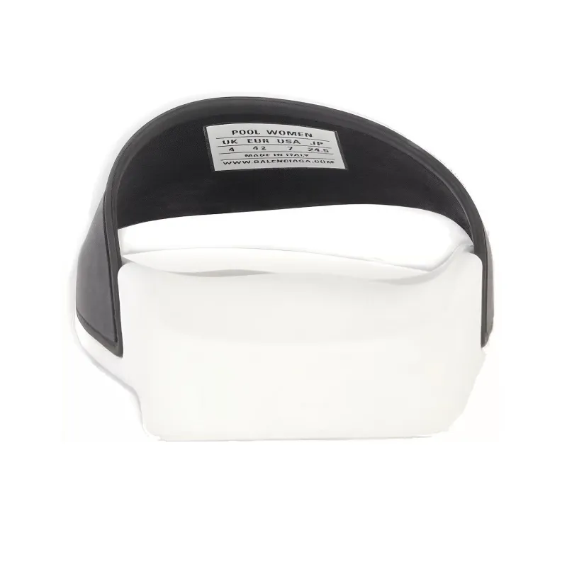 Balenciaga Pool Slides Logo White Black Alternate-3
