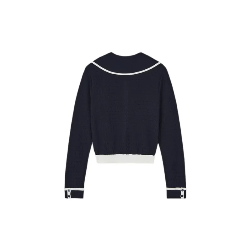 THOM BROWNE Contrasting trim Pointelle knit Cotton Cardigan-1