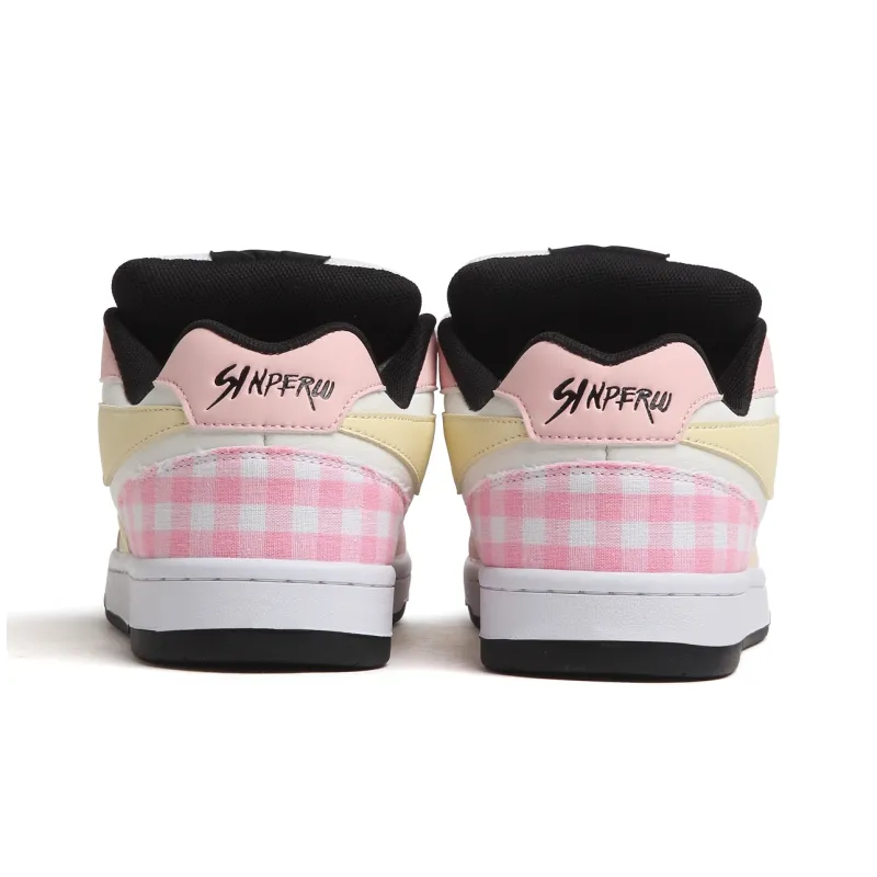 SINPERCO Wear resistant And Lightweight Low Top Skateboard Shoes Women's Black Pink-3
