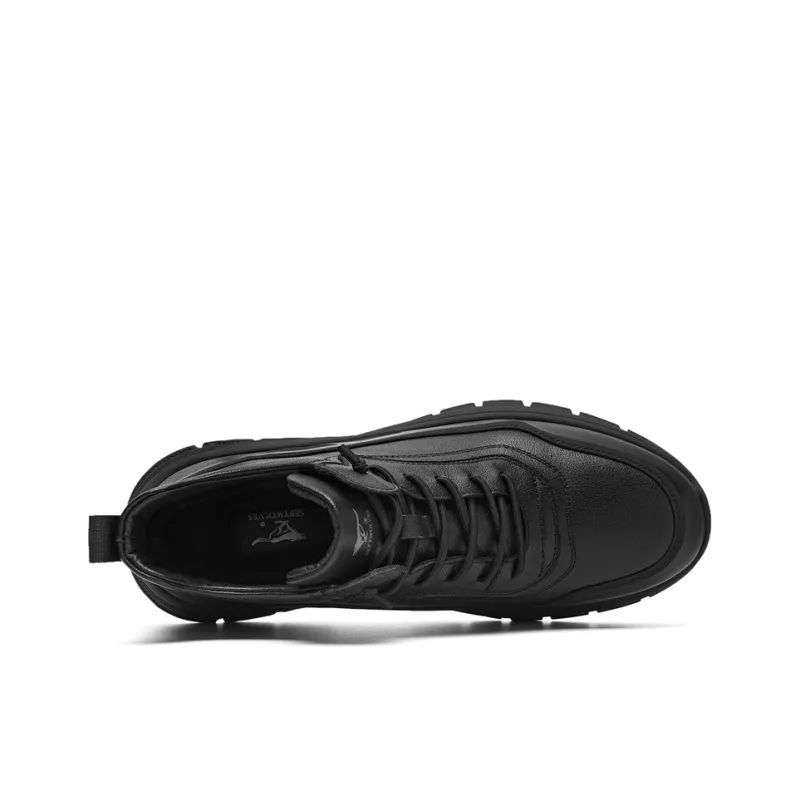 SEPTWOLVES Wear Resistant Height Increasing Warm Low Top Casual Shoes Men Black-4