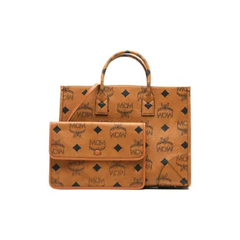 MCM PVC Handbag Large Size Unisex Cognac