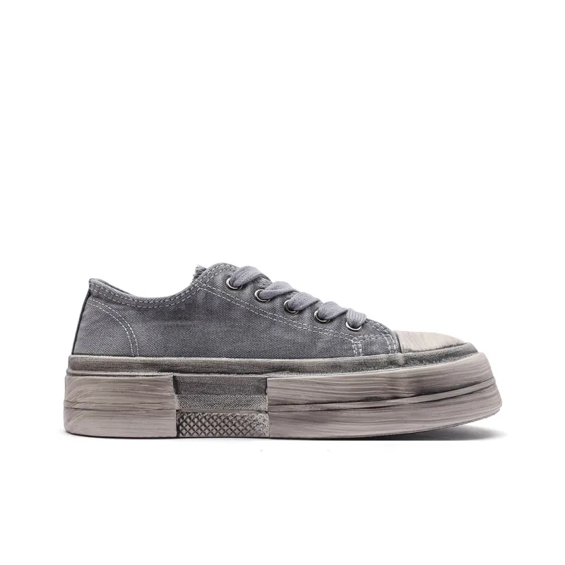Mengsai Abrasion Resistant Slip Resistant Low Top Canvas Shoes Unisex Concrete Gray-1