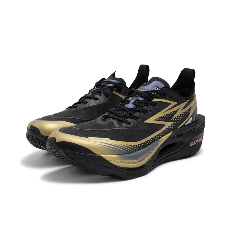 361° Cushioning Anti Slip Wear Resistant Breathability Low Top Running Shoes Unisex Black Gold-2