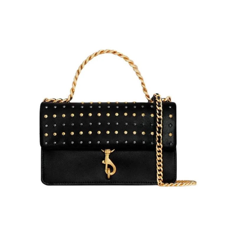 REBECCA MINKOFF Edie Genuine Leather Handbag Shoulder Bag Crossbody Bag Mini Women's Black-0