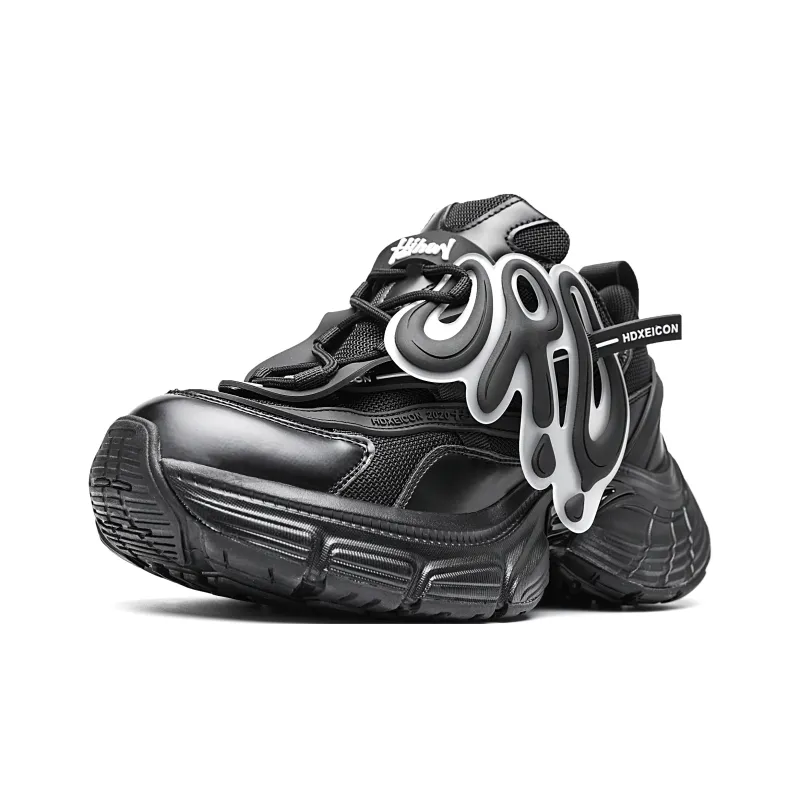 ORD Anti Slip Wear Resistant Impact Resistant Lightweight Low Top Chunky Sneakers Unisex Black-2