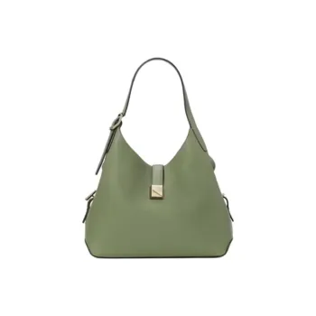 Kate Spade Pebbled Leather With Cow Leather Handbag Shoulder Bag Medium Size Women's Green