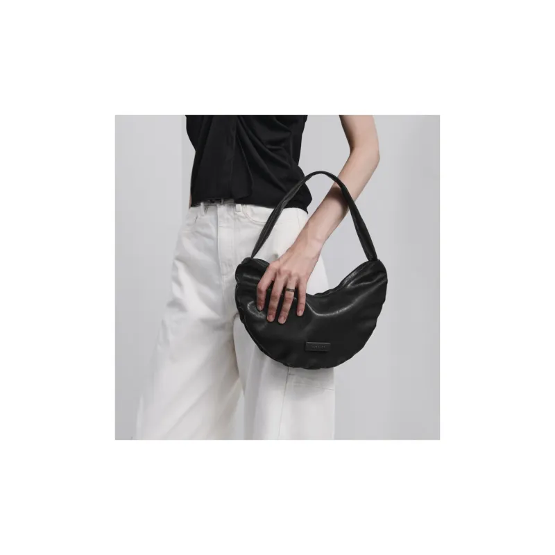 INJOYLIFE Cow Leather Shoulder Bag Regular Women's Black-3