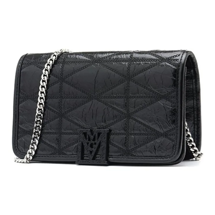 MCM Travia Visetos Embossed Leather One Shoulder Crossbody Clutch Large Size Women's Black-1
