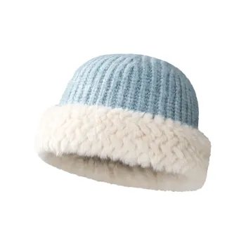 AAJF Acrylic Blend With Faux Rabbit Fur Bucket Hats Women's