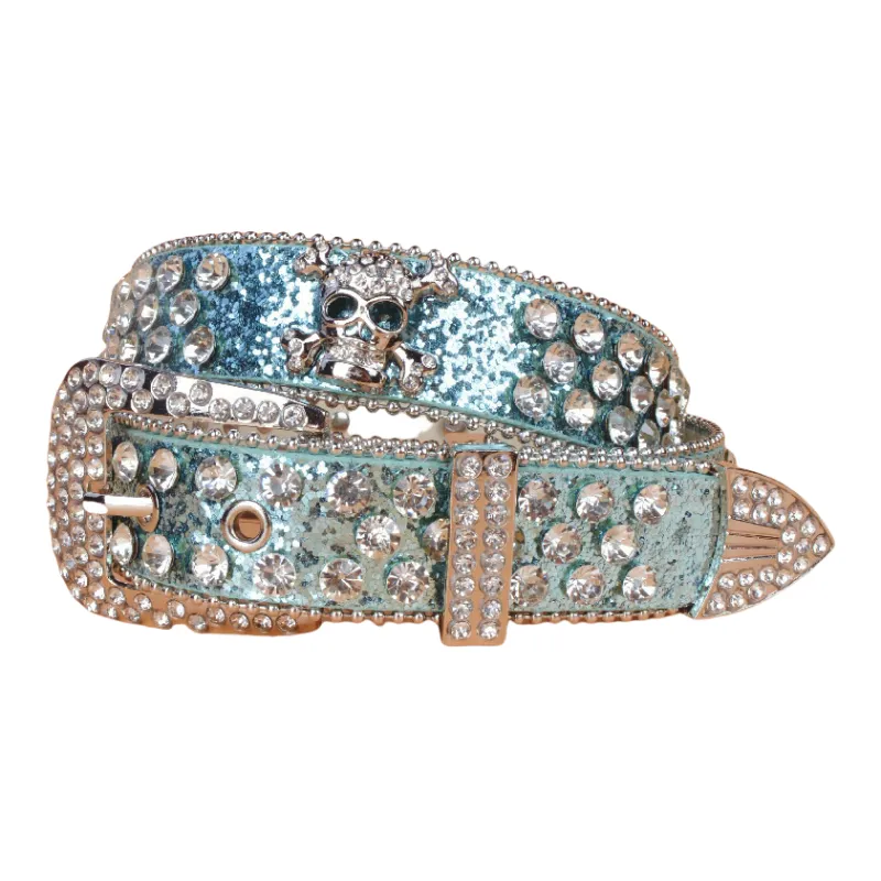 Emperor Penguin PU Rhinestone Leather Belts Women's 3.3CM-7