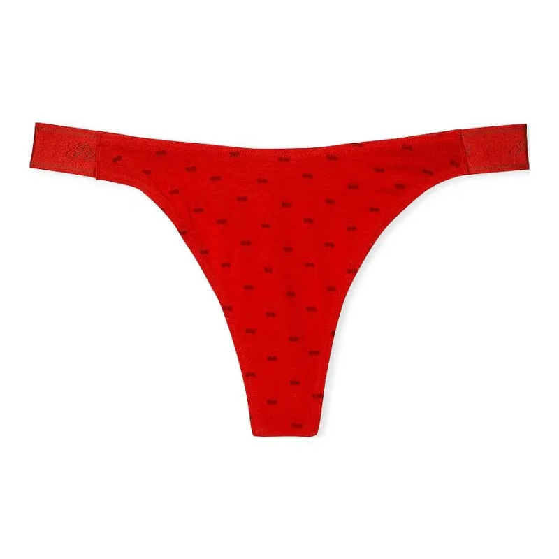 Victoria's Secret PINK LOGO COTTON HIGH-LEG THONG PANTY / BVCP Underpants Women's 1 Pack Red-0