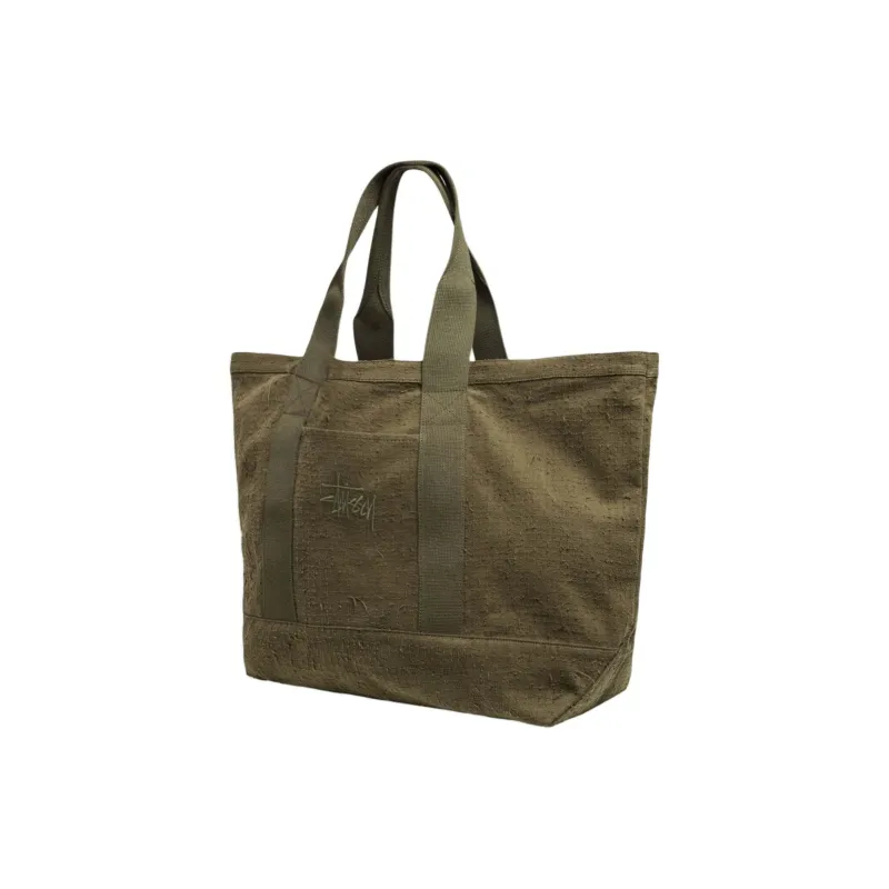 Stussy Cotton Canvas Tote Bag, Shopping Bag, Handbag, Shoulder Bag Unisex Olive-1