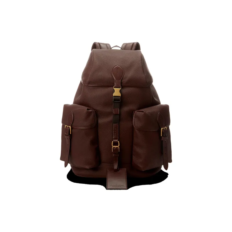 Ralph Lauren Litchi Grain Leather Backpack Regular Men Dark Brown-0