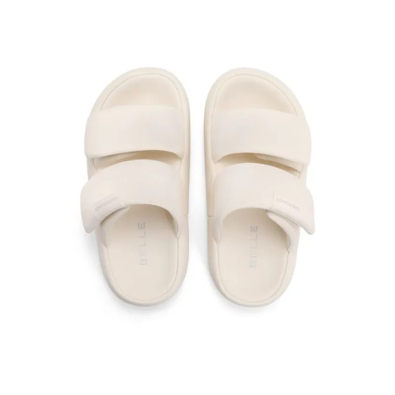 BELLE Rubber Sole Quiet Slide Slippers Women's Beige, Light Pink-12