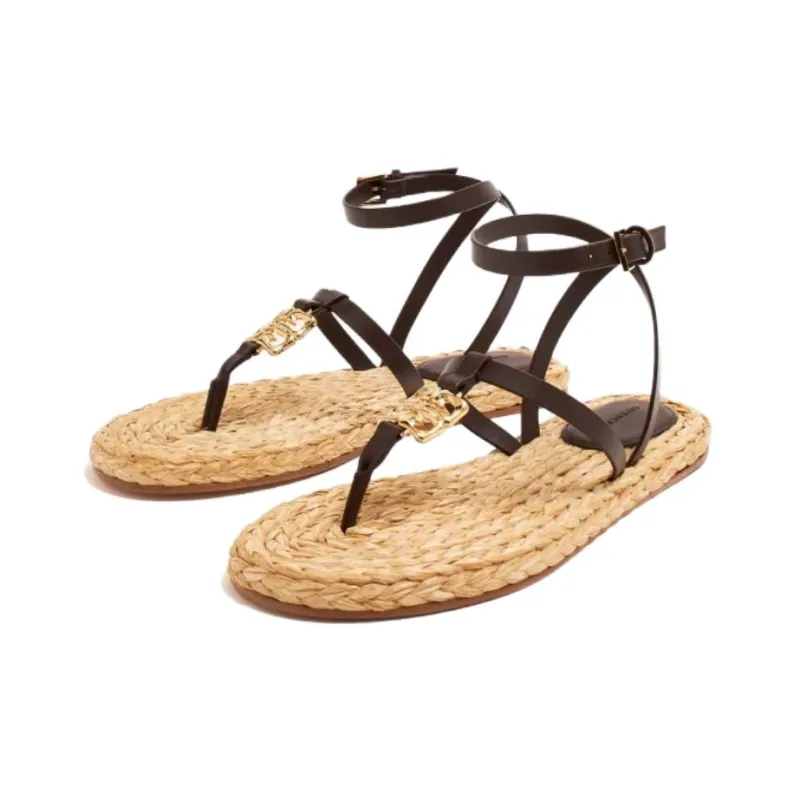 Givenchy 4G Liquid Calfskin One Strap Sandals Women's Black-2