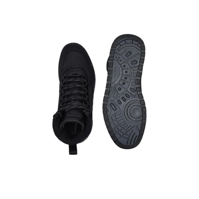 LACOSTE Slip Resistant High Top Skateboard Shoes Men Black-4