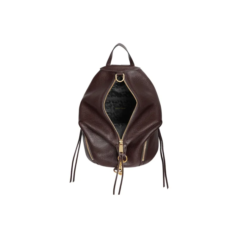 REBECCA MINKOFF Leather Backpack Women's Gold Multicolor Dark Brown-2