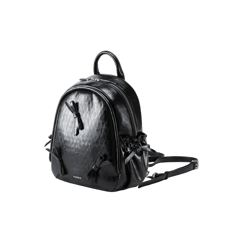 ONE TIME Synthetic Leather Backpack Regular Women's Black/Yellow Cream/Orchid Pink-3