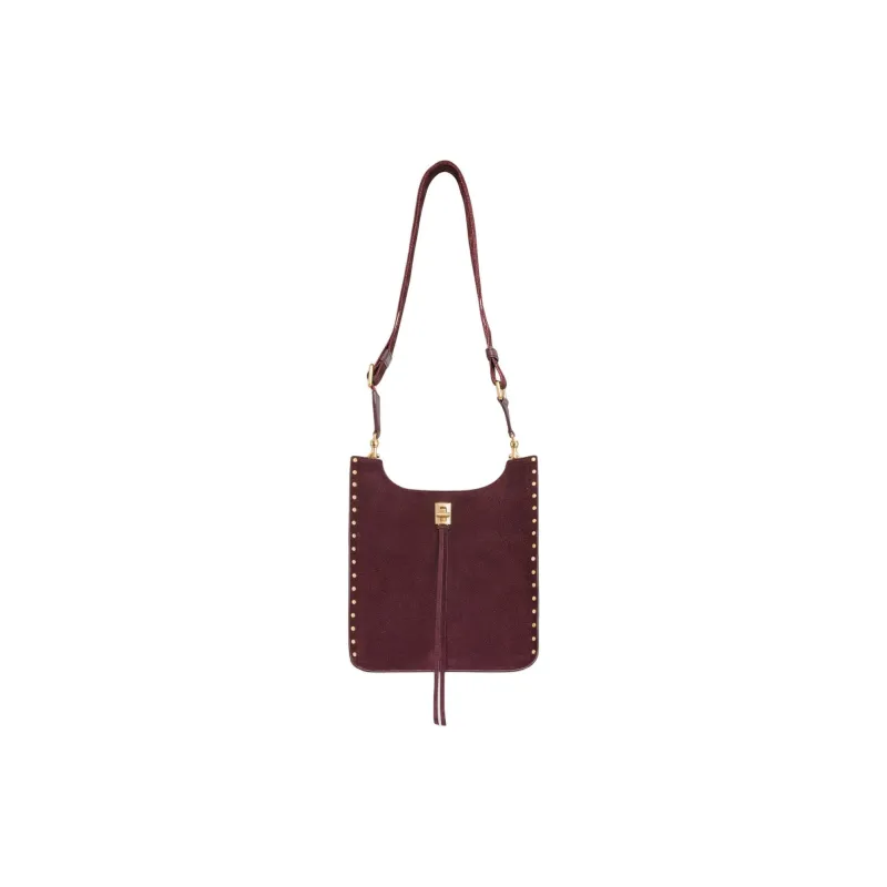REBECCA MINKOFF Suede Leather Shoulder Bag Crossbody Bag Medium Size Women's Pomegranate Red-0