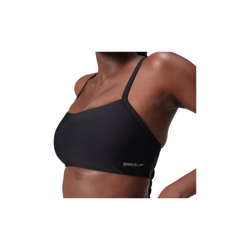 Speedo Women's Racerback Crop Top Bikini Women's Pitch Black-1