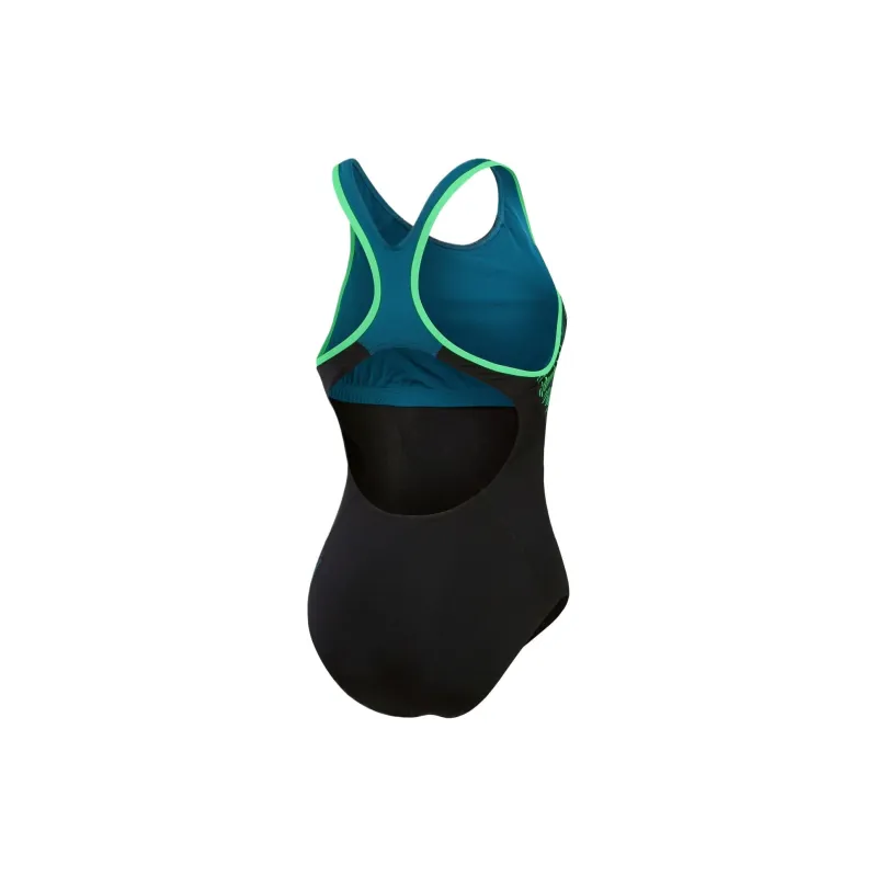 Speedo Women's Placement Laneback Swimsuit One-piece Swimsuit Women's Marine Blue/Blue Green-1
