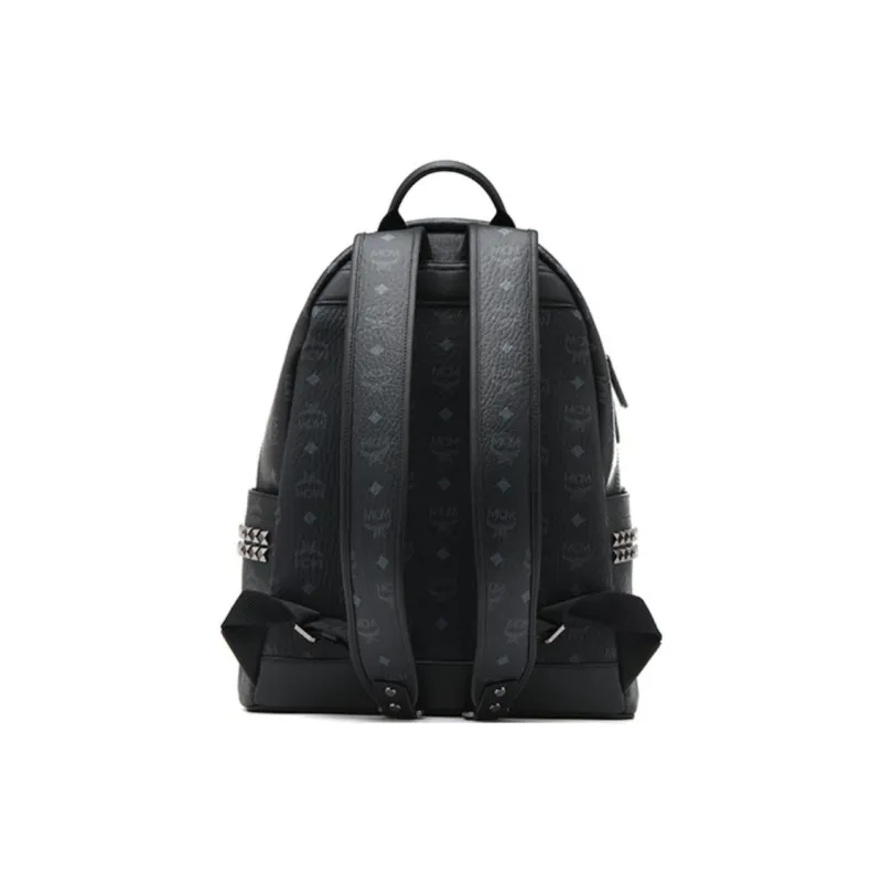 MCM Stark Visetos Coated Canvas With Nappa Leather Trim Backpack Medium Size Unisex Black-3