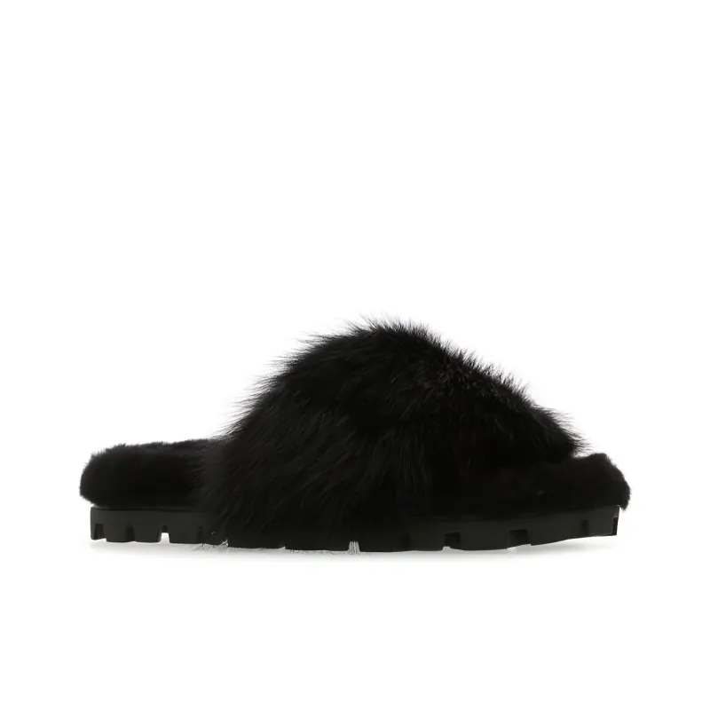 MIU MIU Slip-Resistant Slide Slippers Women's Black-2