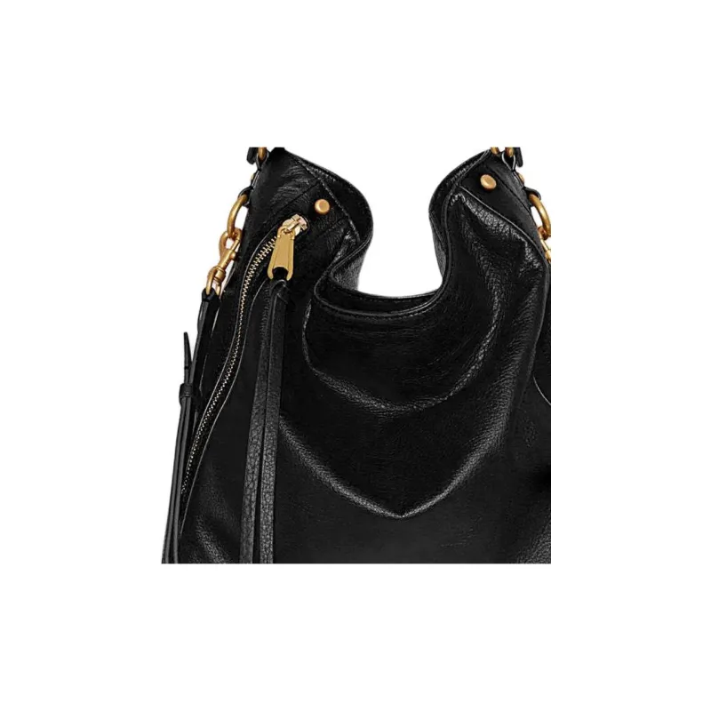 REBECCA MINKOFF Genuine Leather Hobo Bag Handbag Shoulder Bag Women's Black-4