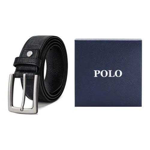 POLO Synthetic Leather Leather Belts Men Matte Gunmetal Width  3.8cm