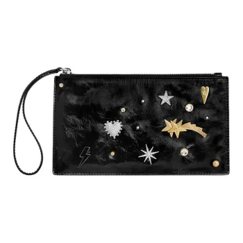 REBECCA MINKOFF Leather Clutch Medium Size Women's Black