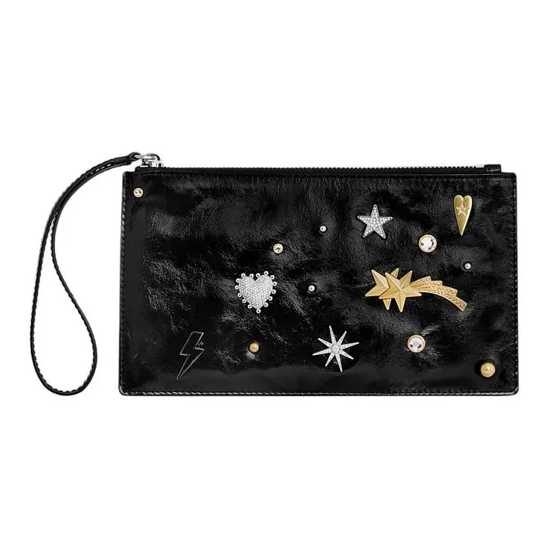 REBECCA MINKOFF Leather Clutch Medium Size Women's Black-0