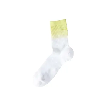Saucony Mid Calf Socks Unisex 1 Pack Pearl White, Yellow Green Gradient