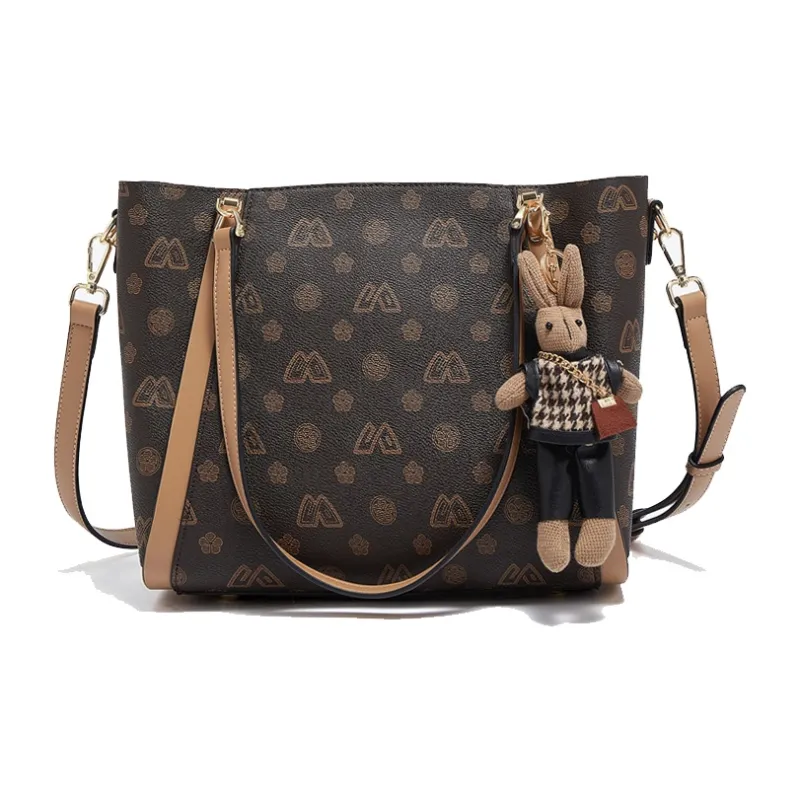Old Man's Head PVC Handheld Crossbody Bag Shoulder Bag Women's Coffee-1