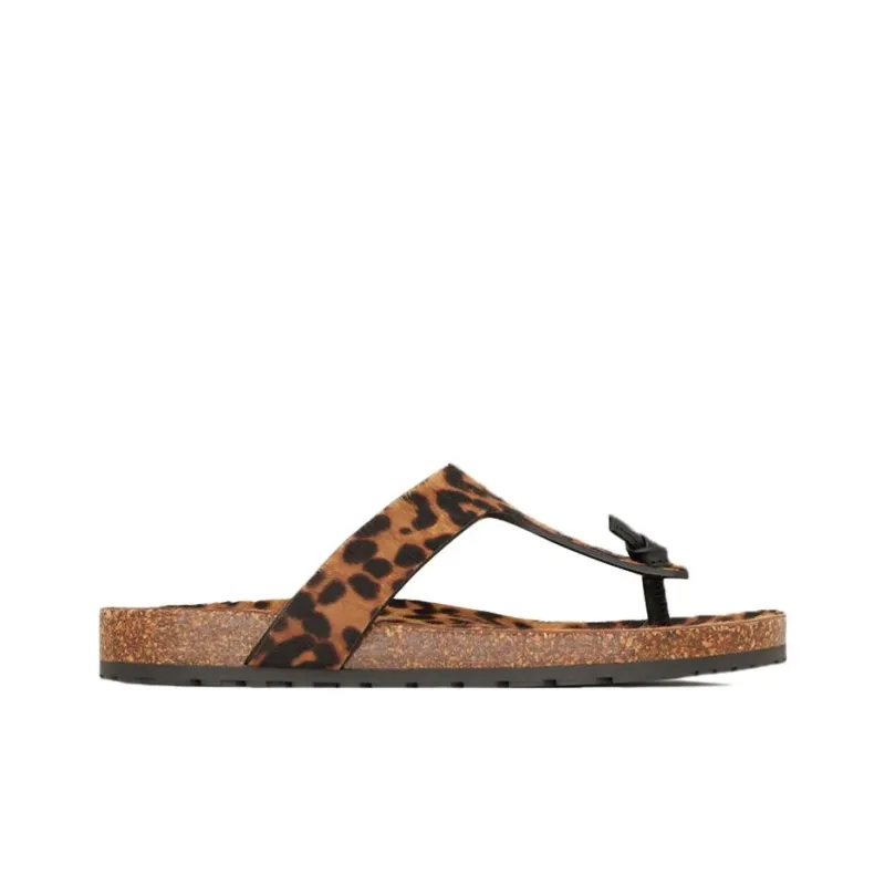 SAINT LAURENT Rubber Sole Slip Resistant Flip Flops Men's Leopard Print-1