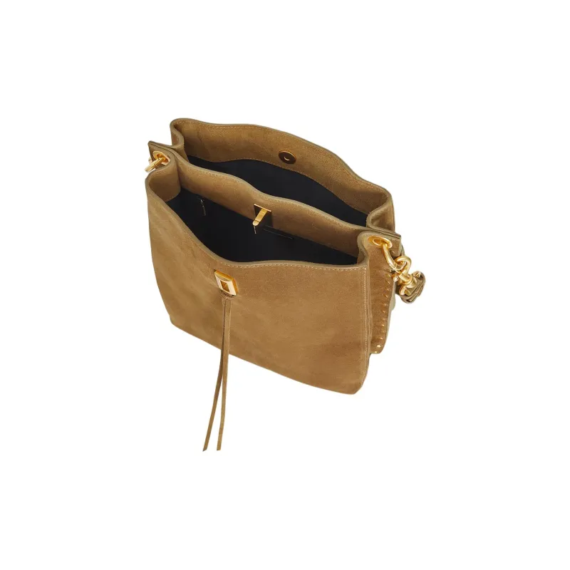 REBECCA MINKOFF Suede Leather Shoulder Bag Crossbody Bag Women's Honey Brown-2