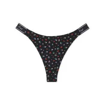Victoria's Secret PINK LOGO COTTON HIGH-LEG THONG PANTY /PBHP Underpants Women's 1 Pack Black