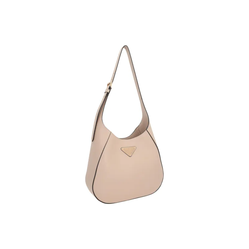 PRADA Cow Leather Hobo Bag, Handbag, Shoulder Bag Medium Size Women's Light Beige-1
