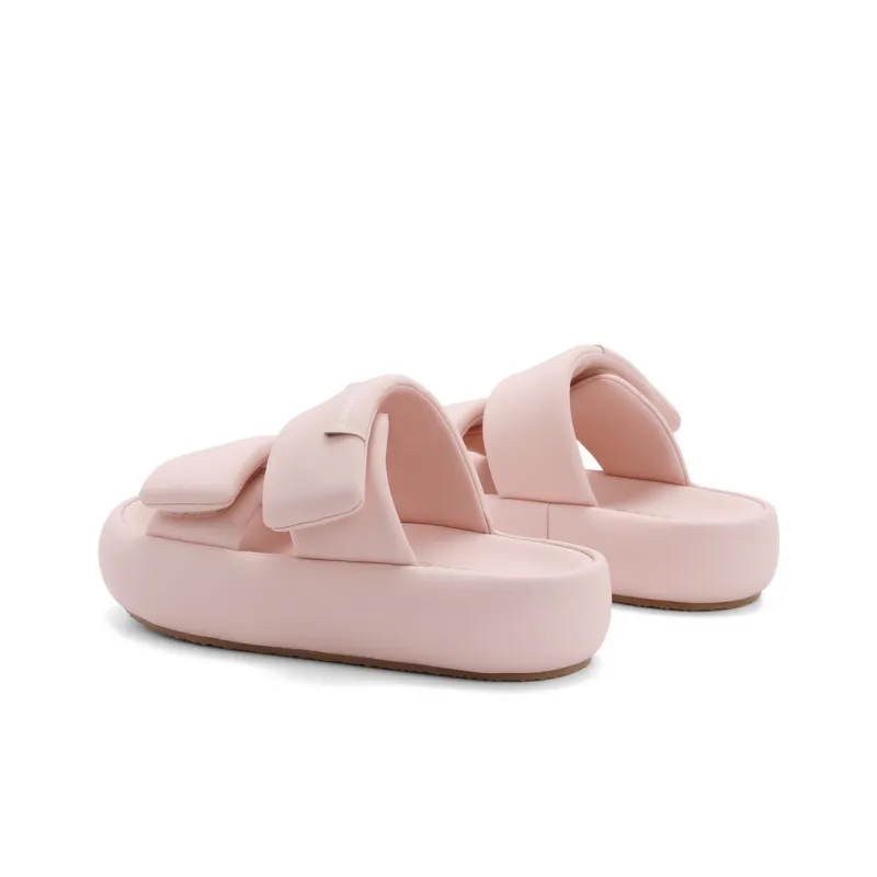 BELLE Rubber Sole Quiet Slide Slippers Women's Beige, Light Pink-3