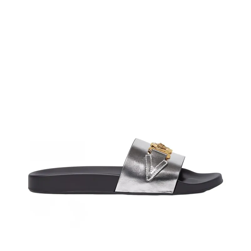 FANSIZHE MEDUSA BIGGIE Series Slide Slippers Women's Silver-1