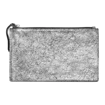 REBECCA MINKOFF Leather Clutch Large Size Women's Silver