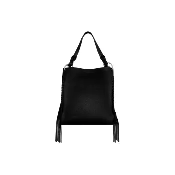 REBECCA MINKOFF Suede Leather Tote Bag Shopping Bag Handbag Women's Black
