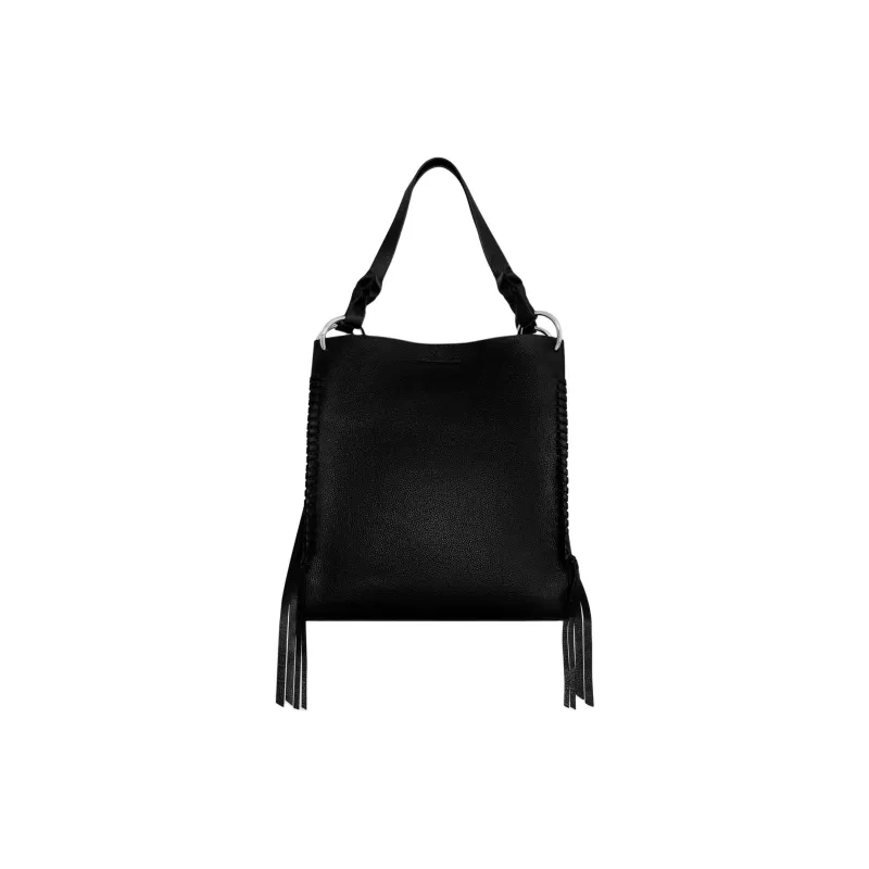 REBECCA MINKOFF Suede Leather Tote Bag Shopping Bag Handbag Women's Black-0