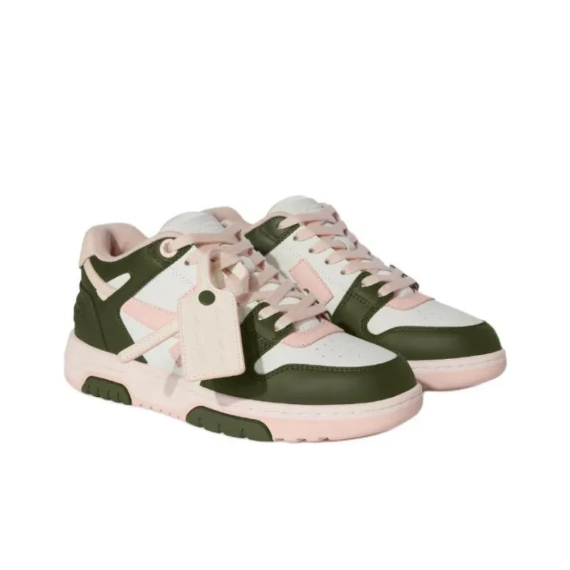 OFF WHITE Out Of Office Ooo Low Tops White Green Pink Women's-2