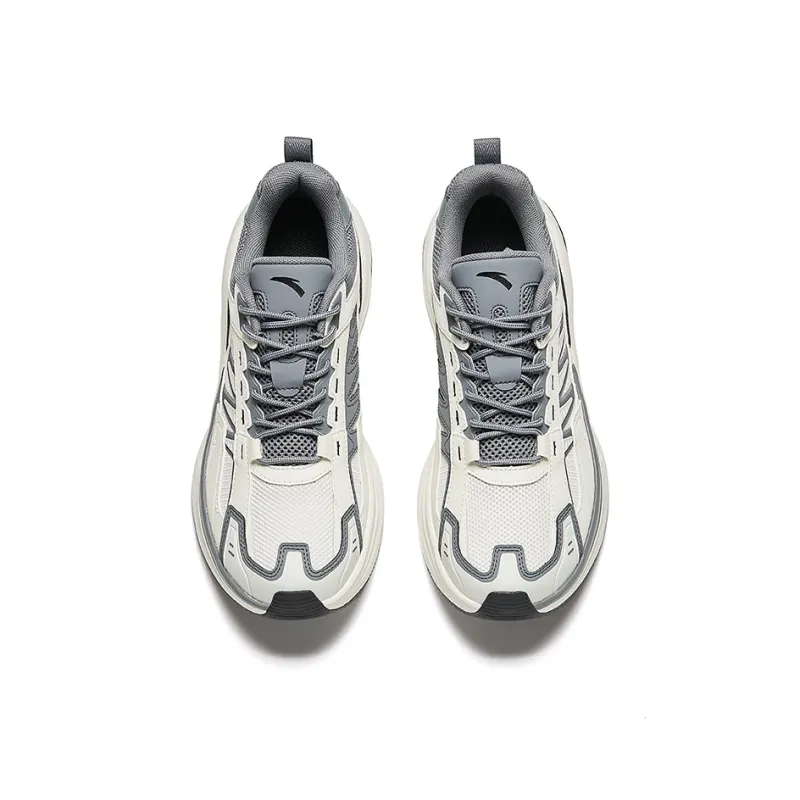 Anta Running Collection Anti-Slip Wear-Resistant Low-Top Casual Running Shoes Men White Gray-2