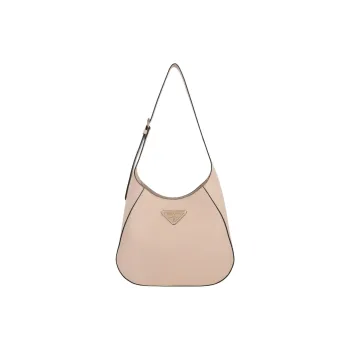 PRADA Cow Leather Hobo Bag, Handbag, Shoulder Bag Medium Size Women's Light Beige